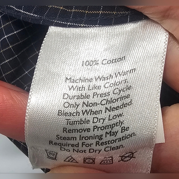 Eddie Bauer Navy Wrinkle Resistant Classic Fit Long Sleeve Size Large Cotton - Picture 10 of 13